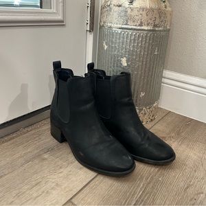 Black leather booties